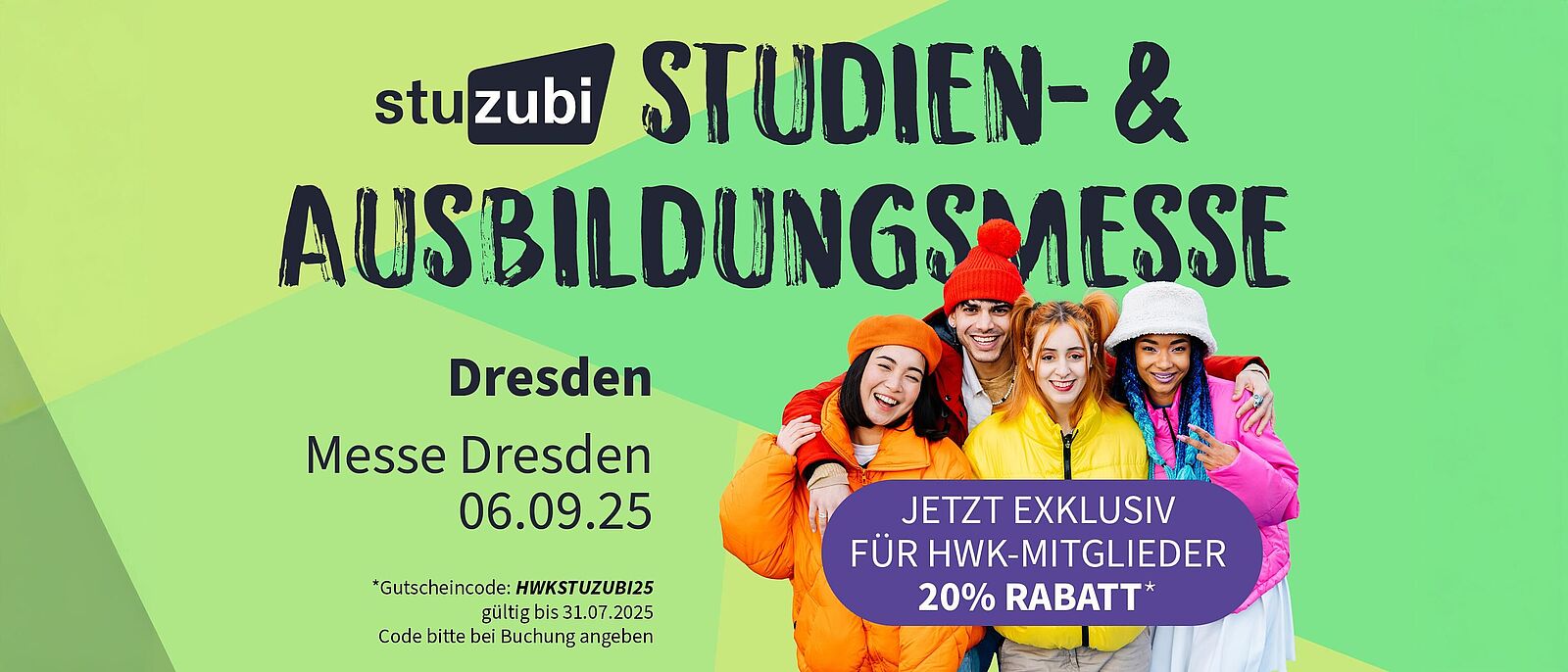 Illustration zur stuzubi – Studien- und Ausbildungsmesse mit Hinweise auf einen Gutschein zum Messebesuch.