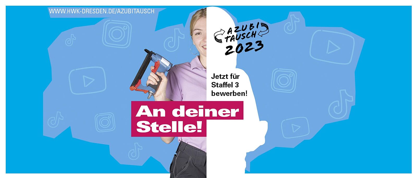 Illustration: hellblauer Hintergrund darauf eine Personen in Berufsbekleidung.