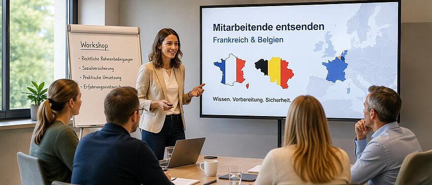 Workshop: Mitarbeitende nach Frankreich und Belgien entsenden – rechtssicher und praxisnah - Zum Beitrag