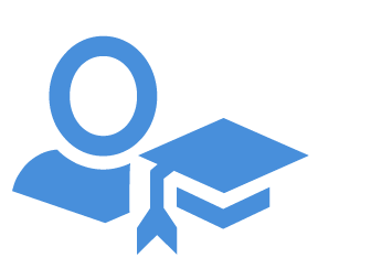 Icon Meisterstipendien Abstrakte Grafik einer Person, neben ihr ein Studentenhut.